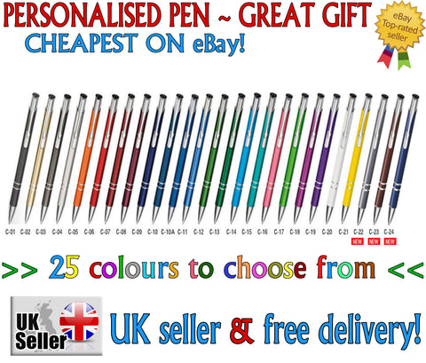 60 x personalised engraved pen with black ink