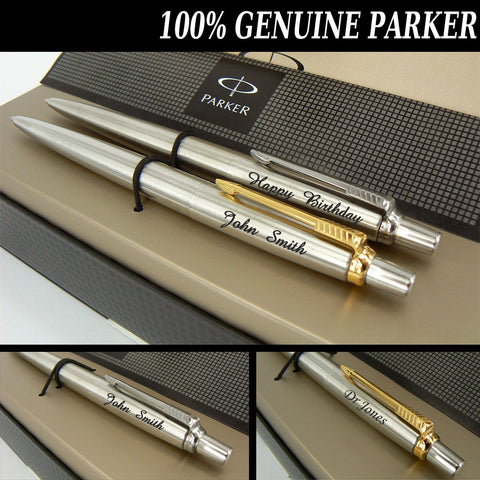 Personalised engraved Parker Jotter Stainless Steel Chrome Trim [black ink]