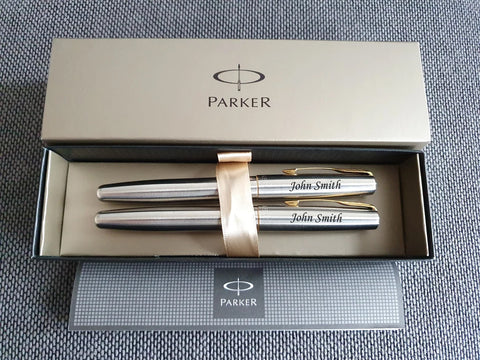 Parker fountain and roller set personalised and gift boxed