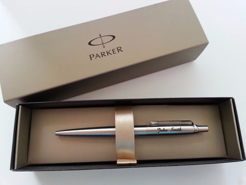 Personalised Parker Jotter Pen Stainless Steel + Gift Box [black ink]