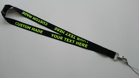 Printed personalised lanyard / neck strap BLACK