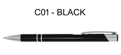 90 x personalised engraved metal pen [BLACK] [BLACK INK]