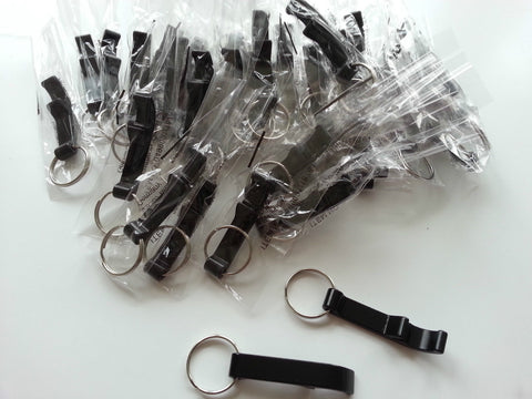 100 x black bottle opener keyring