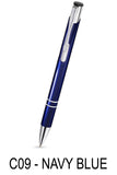 Personalised Engraved Metal Ballpoint Pen - Navy blue & clear box