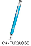 Personalised turquoise metal pen