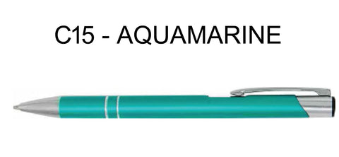 Personalised Engraved Metal Ballpoint Pen - Aquamarine