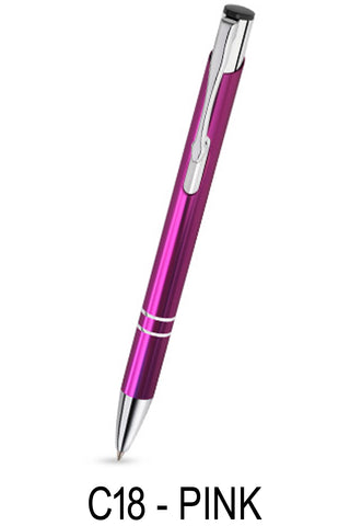 30 x pink metal ballpoint pen with black ink