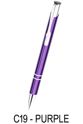 500 x personalised metal pen [C19 purple, black ink]