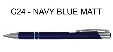 200 x personalised engraved metal ballpoint pen [C24 Navy blue]