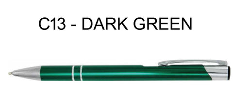 21 x Personalised engraved metal ballpoint pen [dark green] [black ink]