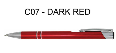 100 x engraved dark red pen & velvet pouches [blue ink] [order from 2012ar2002]