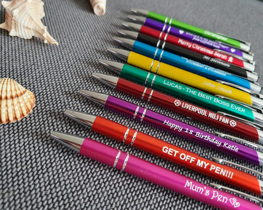 35 x personalised pen [clear bag] [blue & grey]