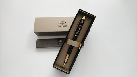 Parker IM Black Gold Trim Fountain Pen [ GIFT BOX ]  [ BLACK INK ] [ ENGRAVED PERSONALISED ]