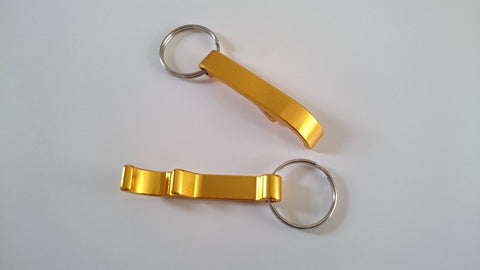 350 x gold keyring opener PERSONALISED