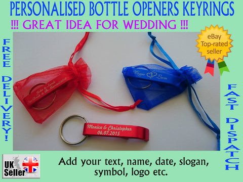 65 x Personalised keyring opener [blue] [clear bags]