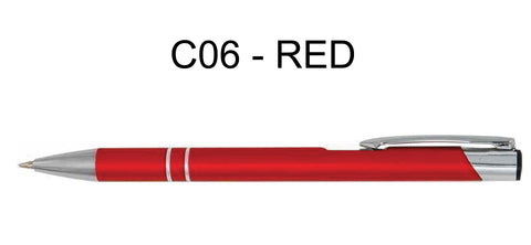 Personalised red ballpoint pen with clear plastic bag [names + text]