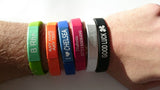 Custom Personalised Silicone Wristbands 12mm ANY NAME ANY TEXT Bracelets