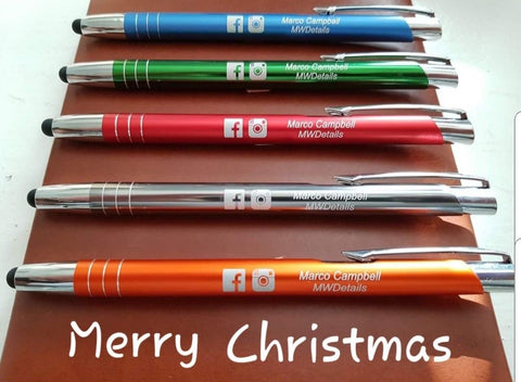 70 x engraved stylus ballpoint pen [blue ink] [design same like photo]